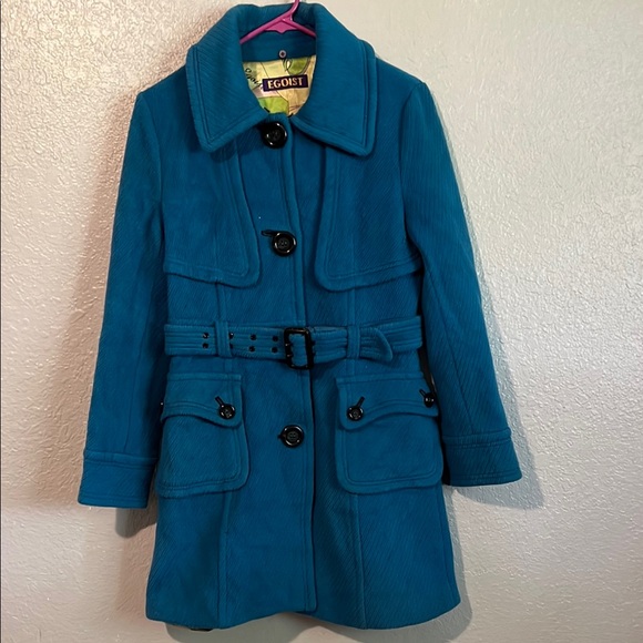 EGOIST Wool / Alpaca Teal Blue Women's Coat - Picture 1 of 5